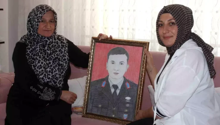 Kahramanmaraş’ta Ressam Kadından Anlamlı Hediye: Şehitlerin Resimleri